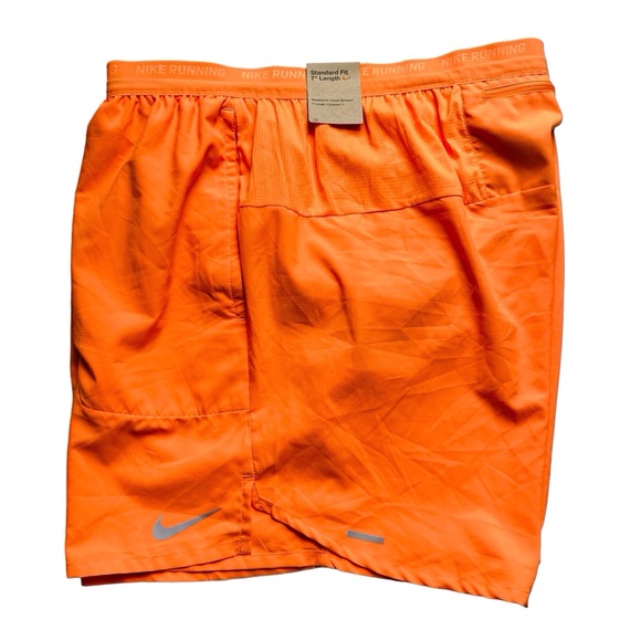 New Nike Stride 7" DriFit Running Shorts XXL Orange Brief Lined DM4761-885 - Picture 2 of 10